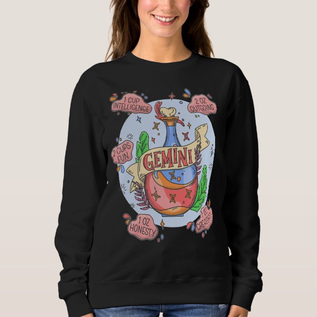 Sweatshirt Potion Gemini avec ingrédients Astrologie Magique (Devant)