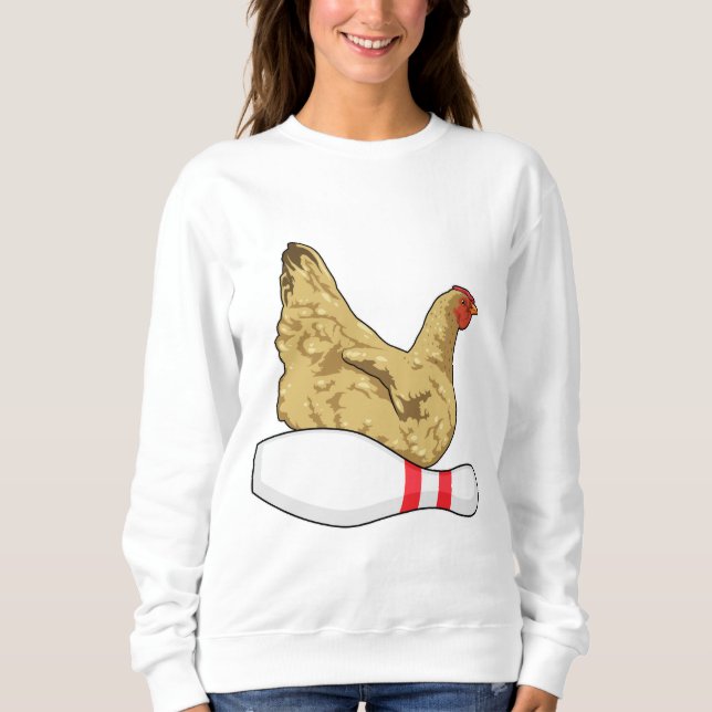 Sweatshirt Poulet au Bowling avec épingle de Bowling (Devant)