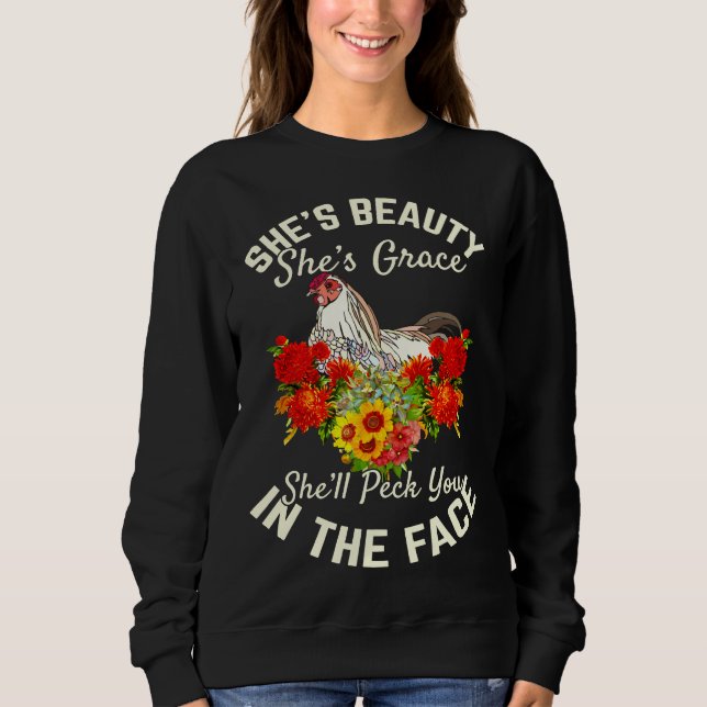Sweatshirt Poulet elle est (Devant)