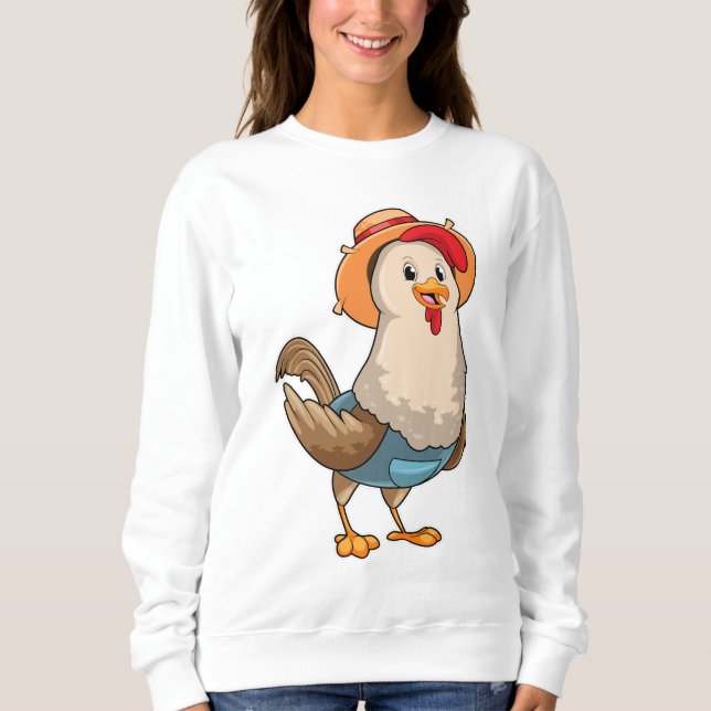 Sweatshirt Poulet en fermier avec Casquette (Devant)