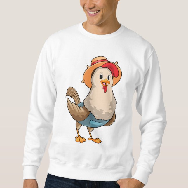 Sweatshirt Poulet en fermier avec Casquette (Devant)