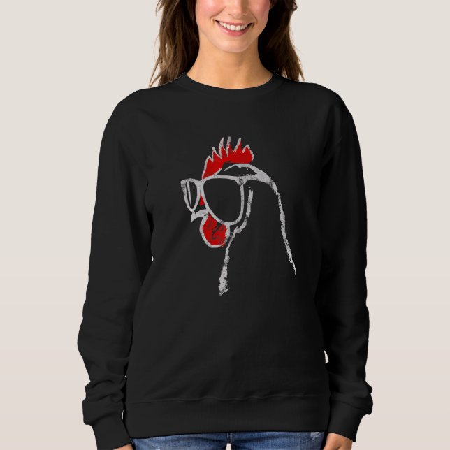 Sweatshirt Poulet Fou avec Lunettes de Soleil Graffiti Graphi (Devant)