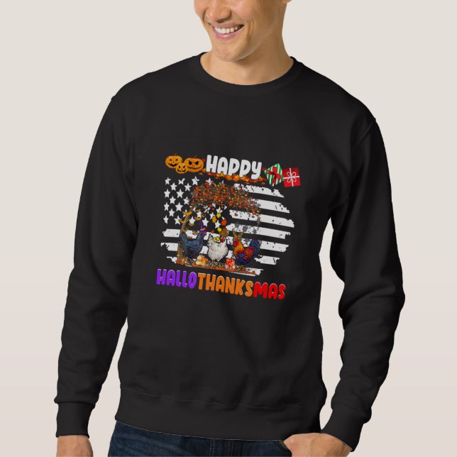 Sweatshirt Poulet Halloween Joyeux HalloThanksMas Automne Que (Devant)