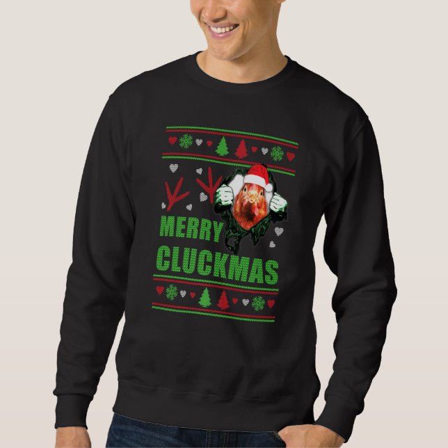 Sweatshirt Poulet Joyeux Cluckmas Noël Poulet (Devant)