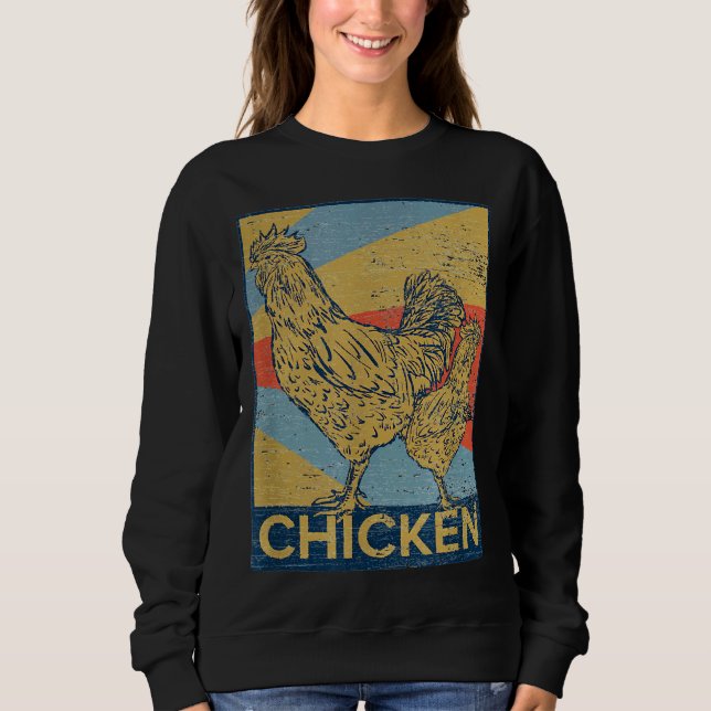 Sweatshirt Poulet vintage rétro (Devant)