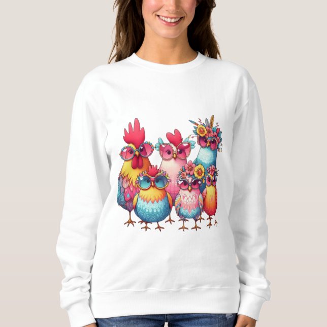 Sweatshirt Poulets lunaires avec du verre - T-shirt femme (Devant)