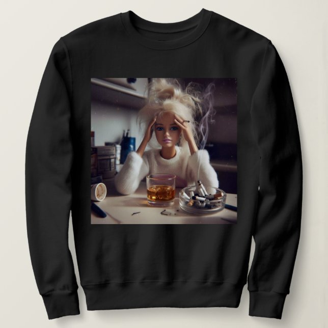 Sweatshirt Poupée en détresse Mème Fumer & Boire | Génération (Design devant)