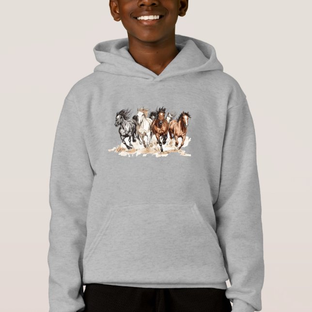 Sweatshirt pour enfants Chevaux au Galop (Devant)
