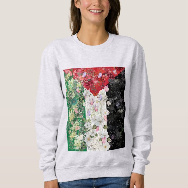 Sweatshirt pour femmes à motif floral du drapeau d (Devant)