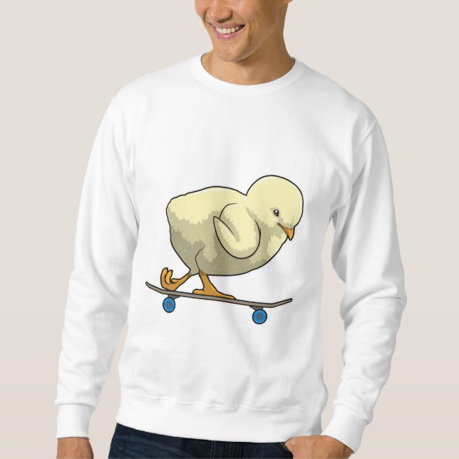 Sweatshirt Poussin en patineur avec planche à roulettes (Devant)