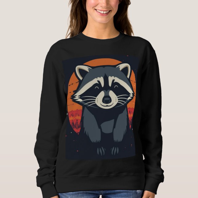 Sweatshirt Powered by Cuteness and Raccoon Vibes. T-Shirt (Devant)