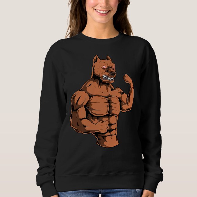 Sweatshirt Powerlifter de chien Pitbull américain 3 (Devant)