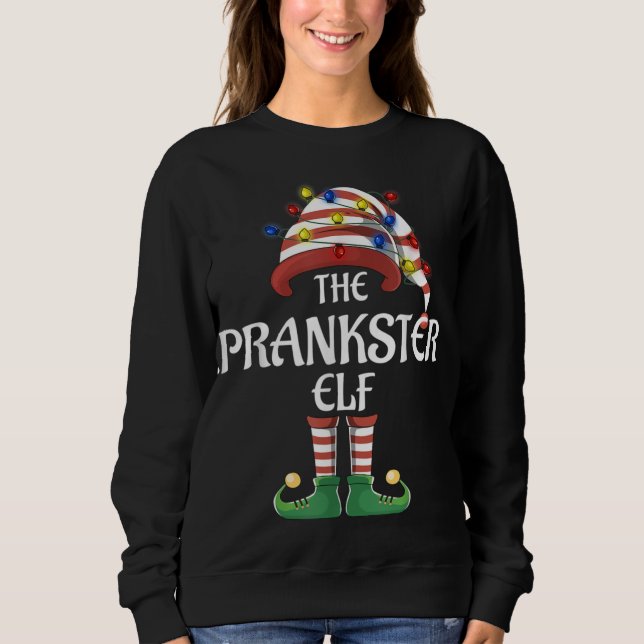 Sweatshirt Prankster Elf Lights Funny Matching Famille Christ (Devant)