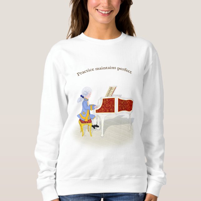 Sweatshirt Pratique Maintient Parfait Mozart Jouer Piano (Devant)