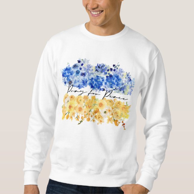 Sweatshirt Pray for Peace & Peace in Ukraine & Watercolours. (Devant)