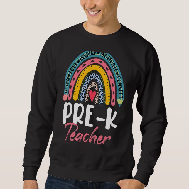 Sweatshirt Pré K Enseignant Boho Rainbow Cute Retour À L'Écol (Devant)