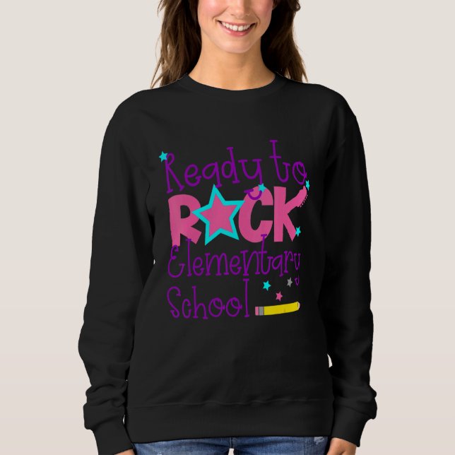 Sweatshirt Premier Jour De L'Élémentaire Prêt À Rock Élémenta (Devant)
