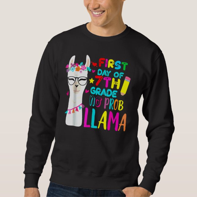 Sweatshirt Premier Jour De Prof De 7e Année Pas De Problème L (Devant)