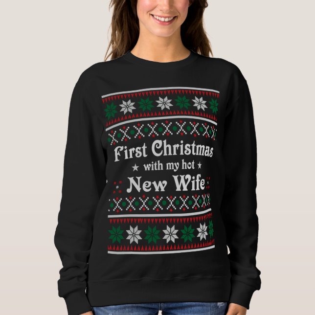 Sweatshirt Premier Noël Avec Ma Nouvelle Femme Chaude Long Sl (Devant)
