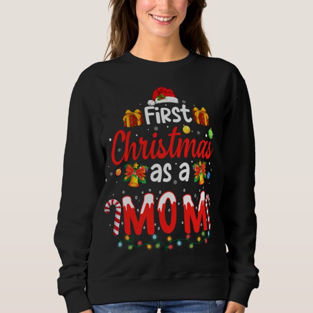 Sweatshirt Premier Noël en tant que maman Santa Hat Ugly Fami (Devant)