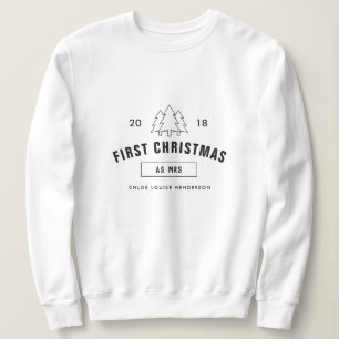 Sweatshirt Premier Noël en tant que Mme Nom personnalisé