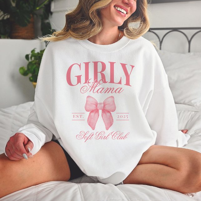 Sweatshirt Preppy Coquette Mama Personnalisé Fille Maman Rose (Créateur téléchargé)