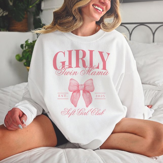 Sweatshirt Preppy Coquette Twin Mama Personnalisé Fille Maman (Créateur téléchargé)