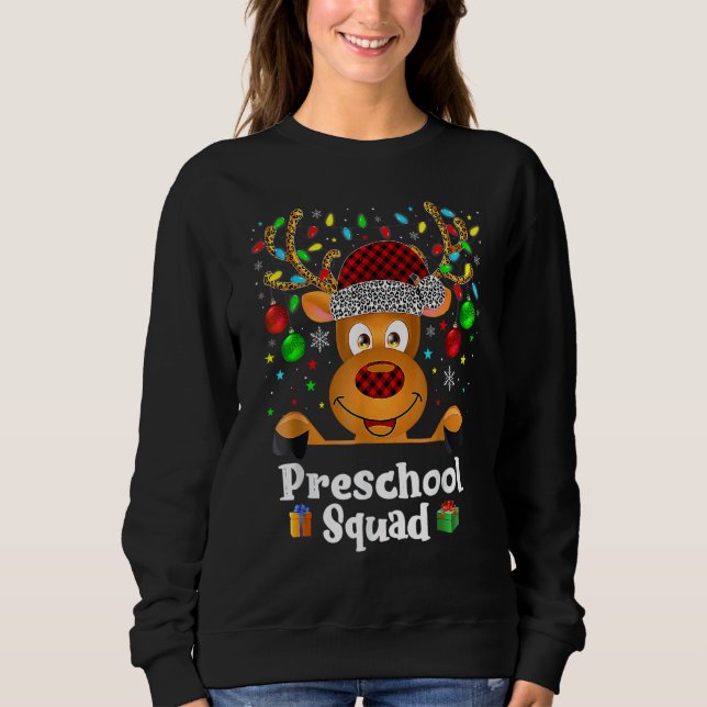 Sweatshirt Preschool Squad Teacher Plaid Reindeer Hat Santa C (Devant)
