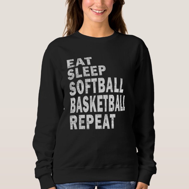 Sweatshirt Present Eat Sleep Softball Basketball Repeat Boys (Devant)
