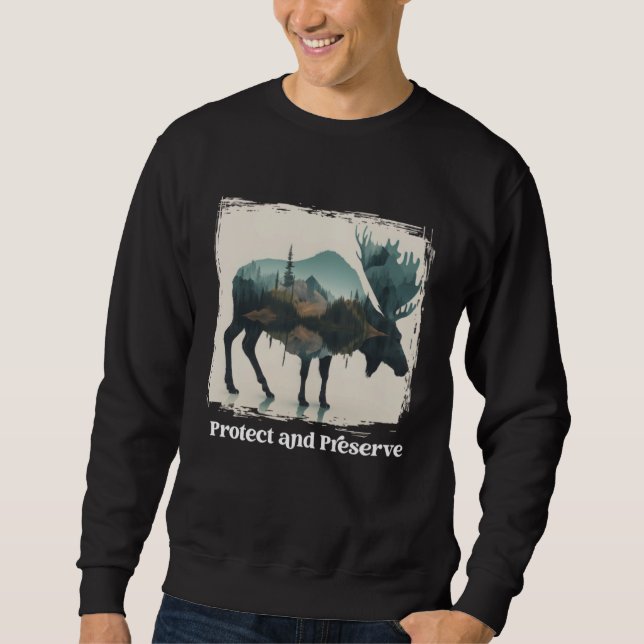 Sweatshirt Préserver et protéger le wapiti d'orignal du parc  (Devant)