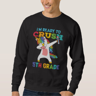 Sweatshirt Prêt à déchirer en 5e année Licorne Mignonne Écoli