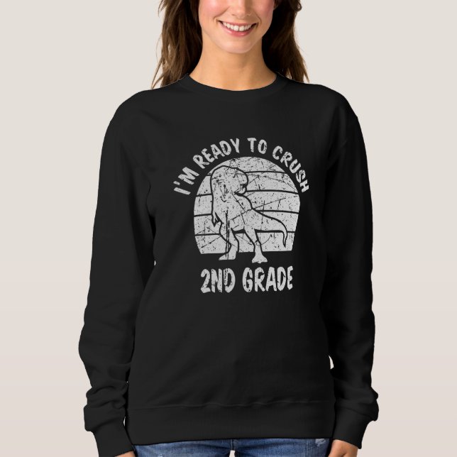 Sweatshirt Prêt à écraser les garçons de 2e année Dinosaur Ba (Devant)