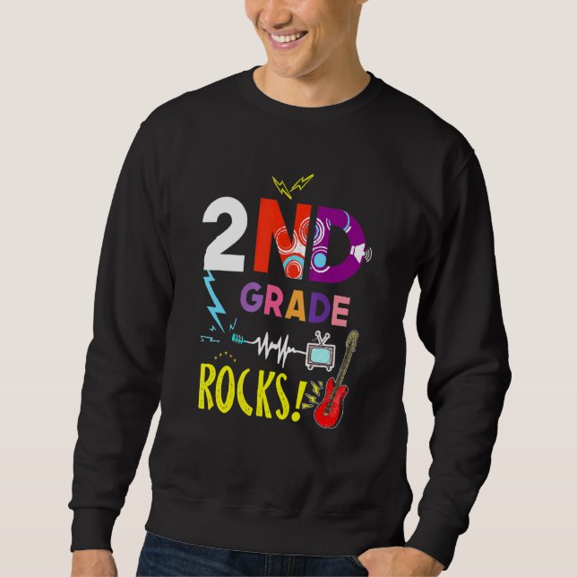 Sweatshirt Prêt à rocher 2e année deuxième enseignant enfants (Devant)
