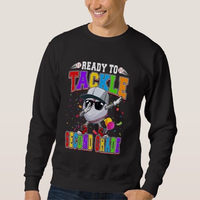Sweatshirt Prêt À S'Attaquer Au Baseball De 2E Année Retour À (Devant)