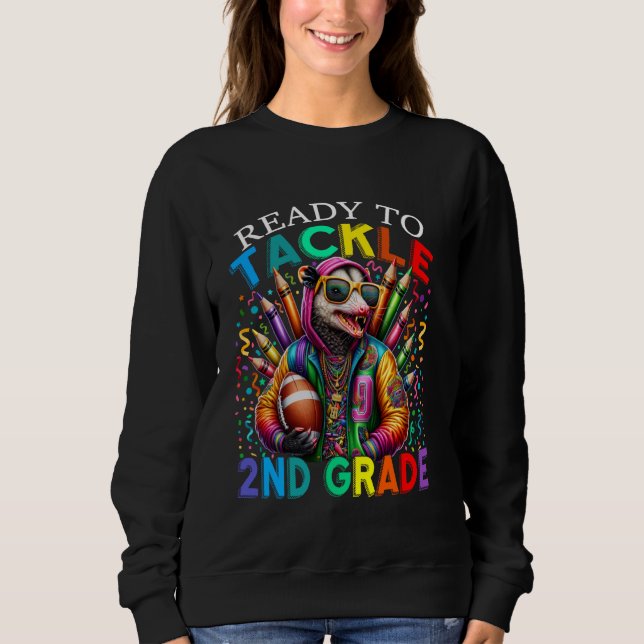 Sweatshirt Prêt À S'Attaquer Au Premier Jour De L'École En 2E (Devant)