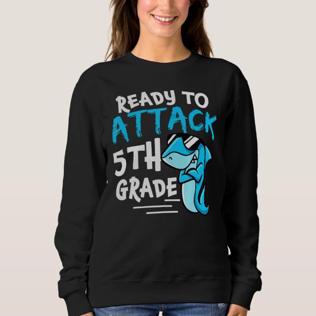 Sweatshirt Prêt pour la 5e année Graphique de poisson scolair (Devant)