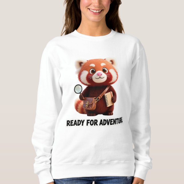 Sweatshirt Prêt pour l'aventure Panda Rouge Explorateur Migno (Devant)