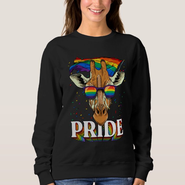 Sweatshirt Pride Giraffe LGBTQ Rainbow Flag Pride Month Anima (Devant)