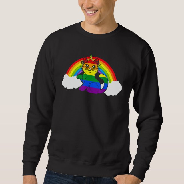 Sweatshirt Pride Lgbt Drapeau Unicorn Chat Correspondant Gay  (Devant)