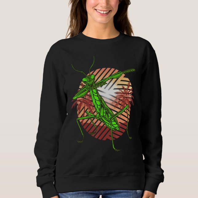 Sweatshirt Prier Mantis Retro Moderne et Vert Insect Bug (Devant)