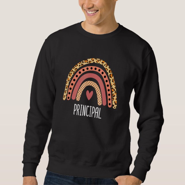 Sweatshirt Principal école Empreinte de léopard arc-en-ciel (Devant)