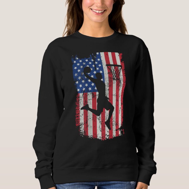 Sweatshirt Print On Back Basketball USA American Flag 4th Of  (Devant)