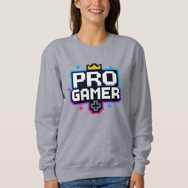Sweatshirt PRO GAMER — Insigne Pixel Art 8 bits (Devant)