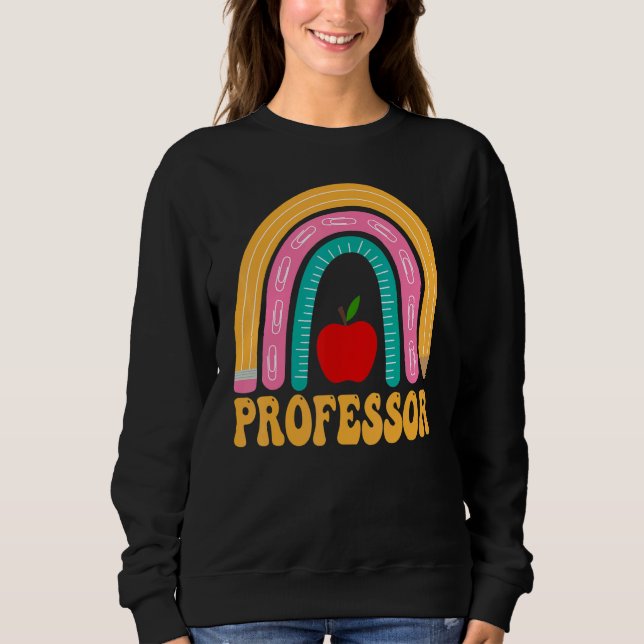Sweatshirt Professeur Crayon Arc-en-ciel Femmes Retour À l'Éc (Devant)