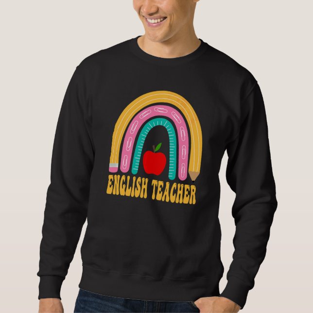 Sweatshirt Professeur d'anglais Crayon Arc-en-ciel Rentrée Sc (Devant)