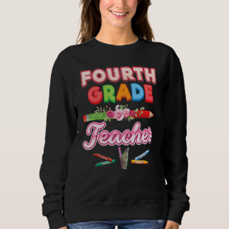 Sweatshirt Professeur de 4e année Quatrième crayon Floral Fle