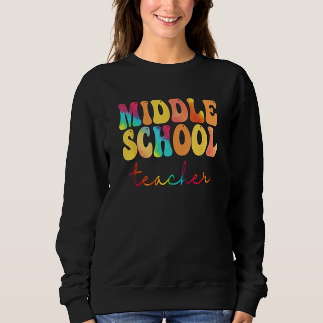 Sweatshirt Professeur de collège Rétro Groovy Joyeux Premier  (Devant)