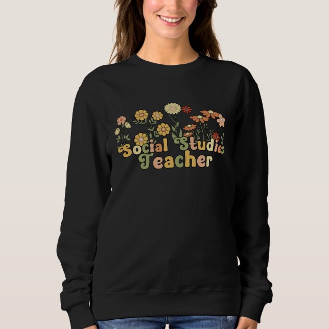 Sweatshirt Professeur de sciences sociales groovy Flowers (Devant)