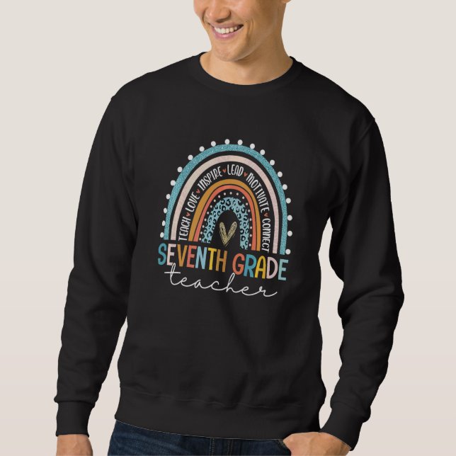 Sweatshirt Professeur de septième année Léopard Arc-en-ciel R (Devant)