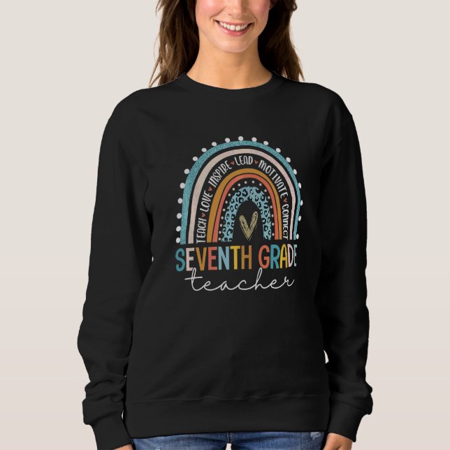 Sweatshirt Professeur de septième année Léopard Arc-en-ciel R (Devant)